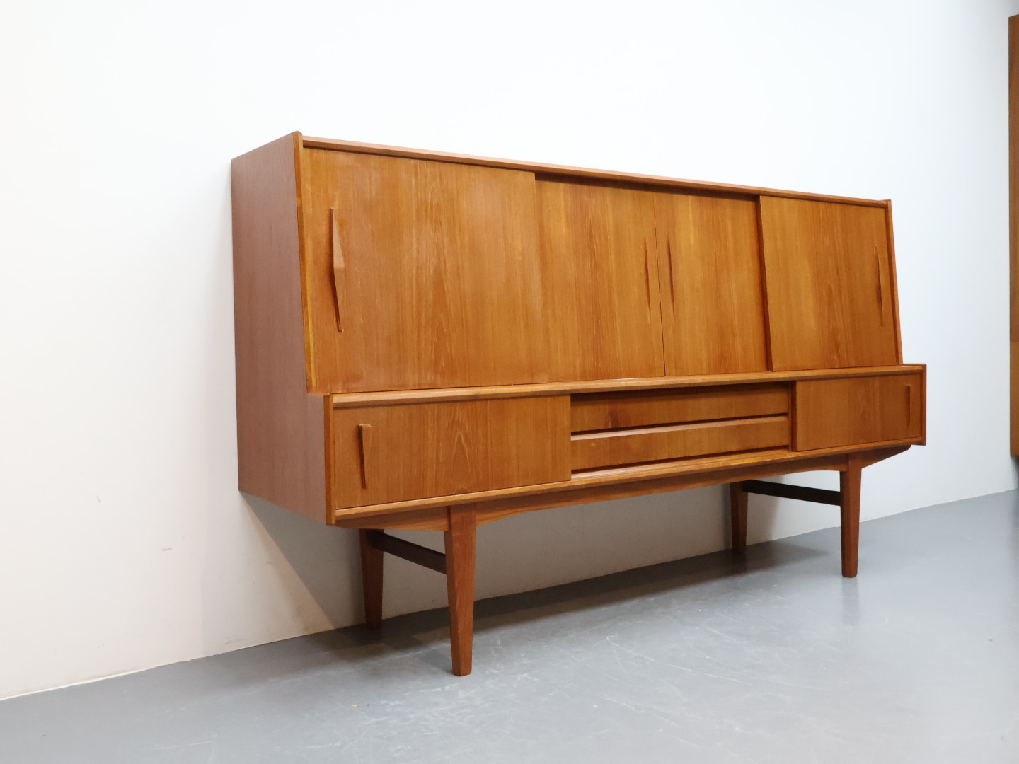 Vintage wandmeubel / schuifdeur lades / teak / Deens
