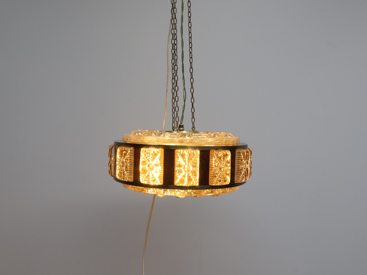 Vintage hanglamp glas wenge Denemarken Orrefors Sweden