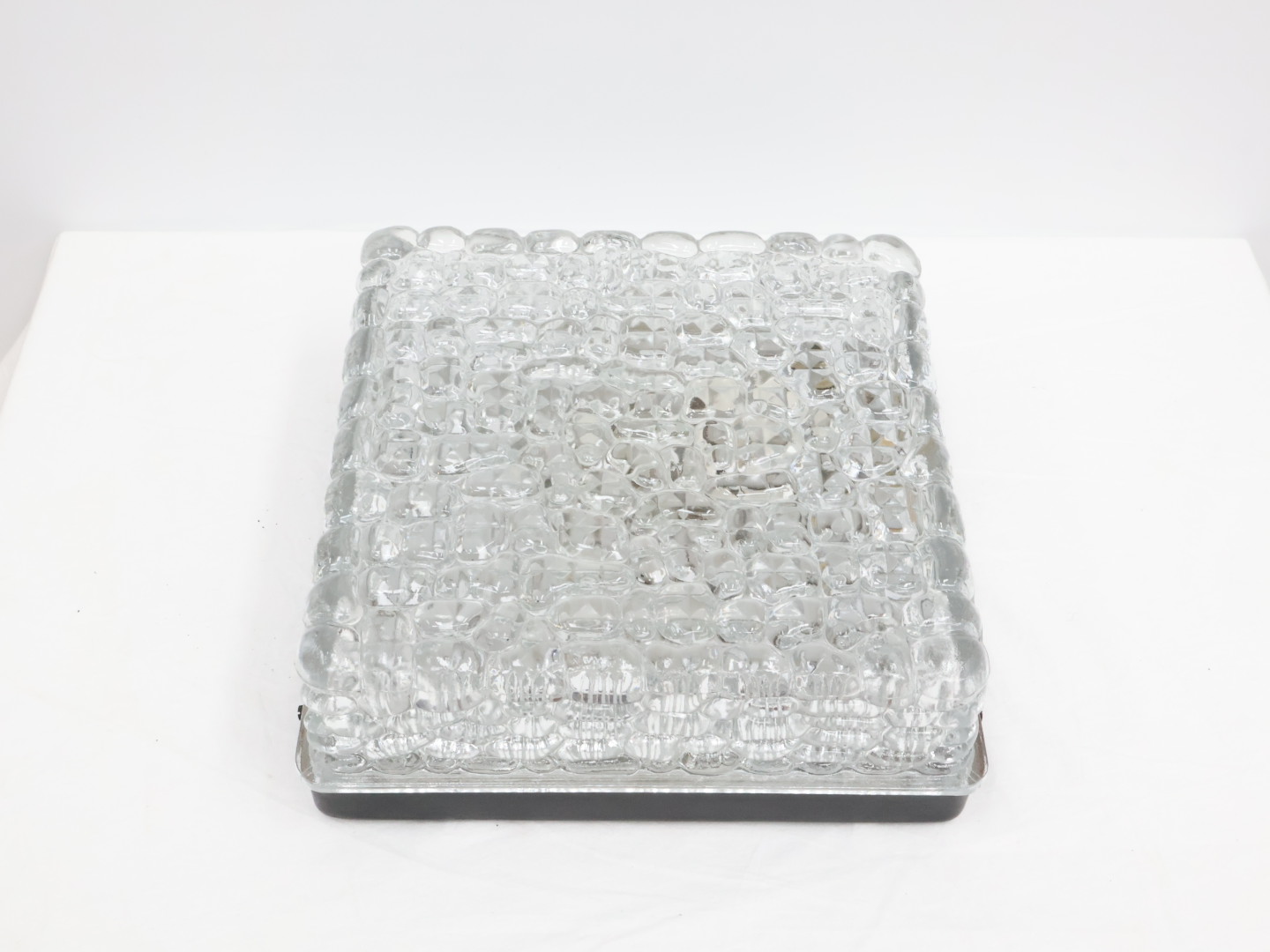 Vintage plafondlamp / glas metaal / vierkant / bolletjes decor