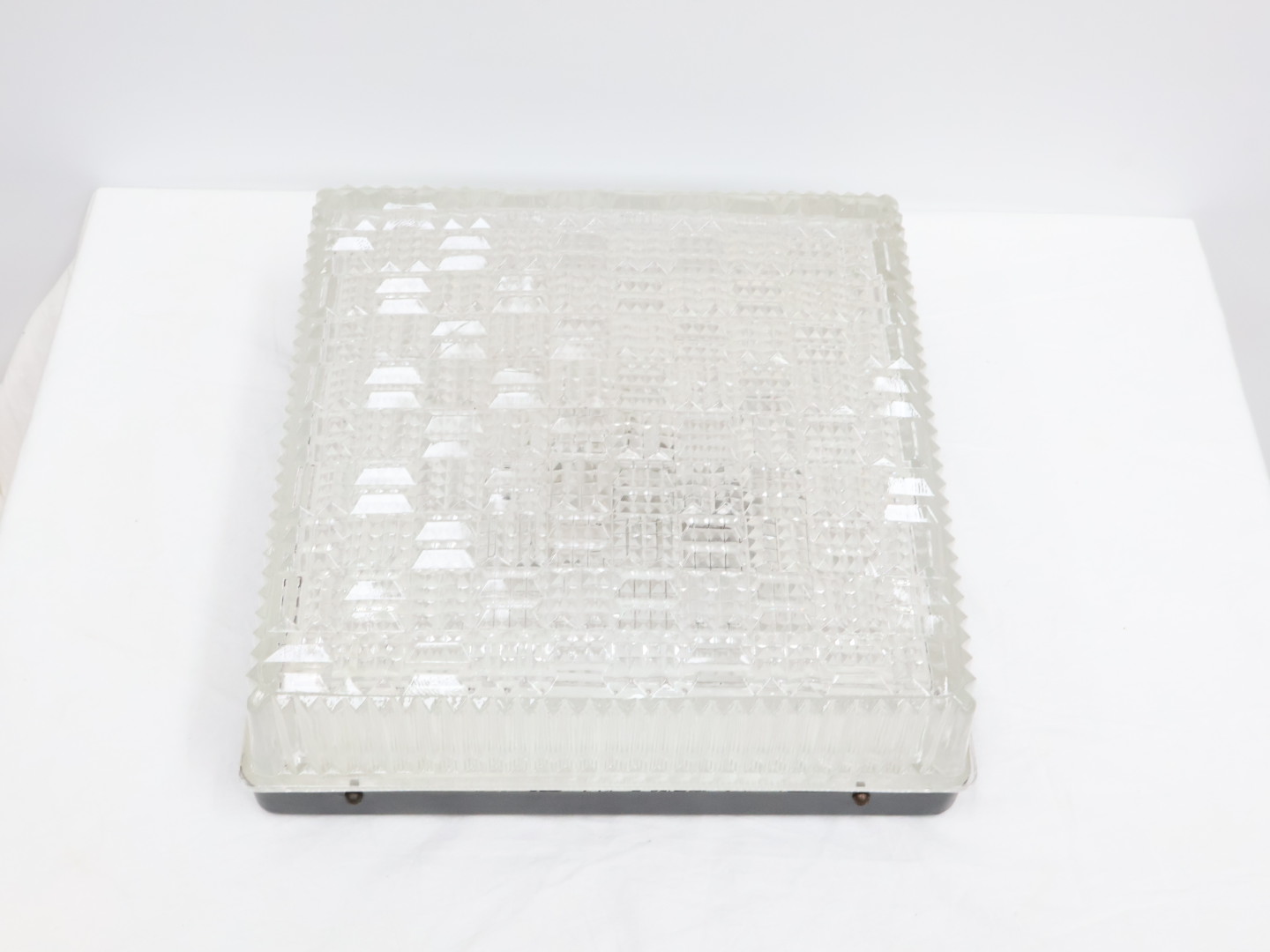 Vintage plafondlamp / glas metaal / vierkant / groot