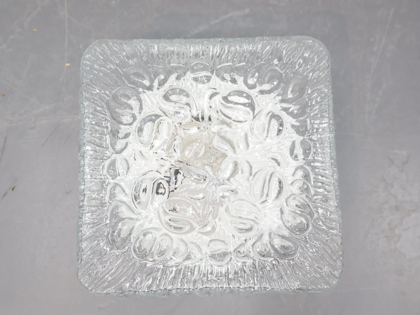Vintage plafondlamp / glas metaal / vierkant