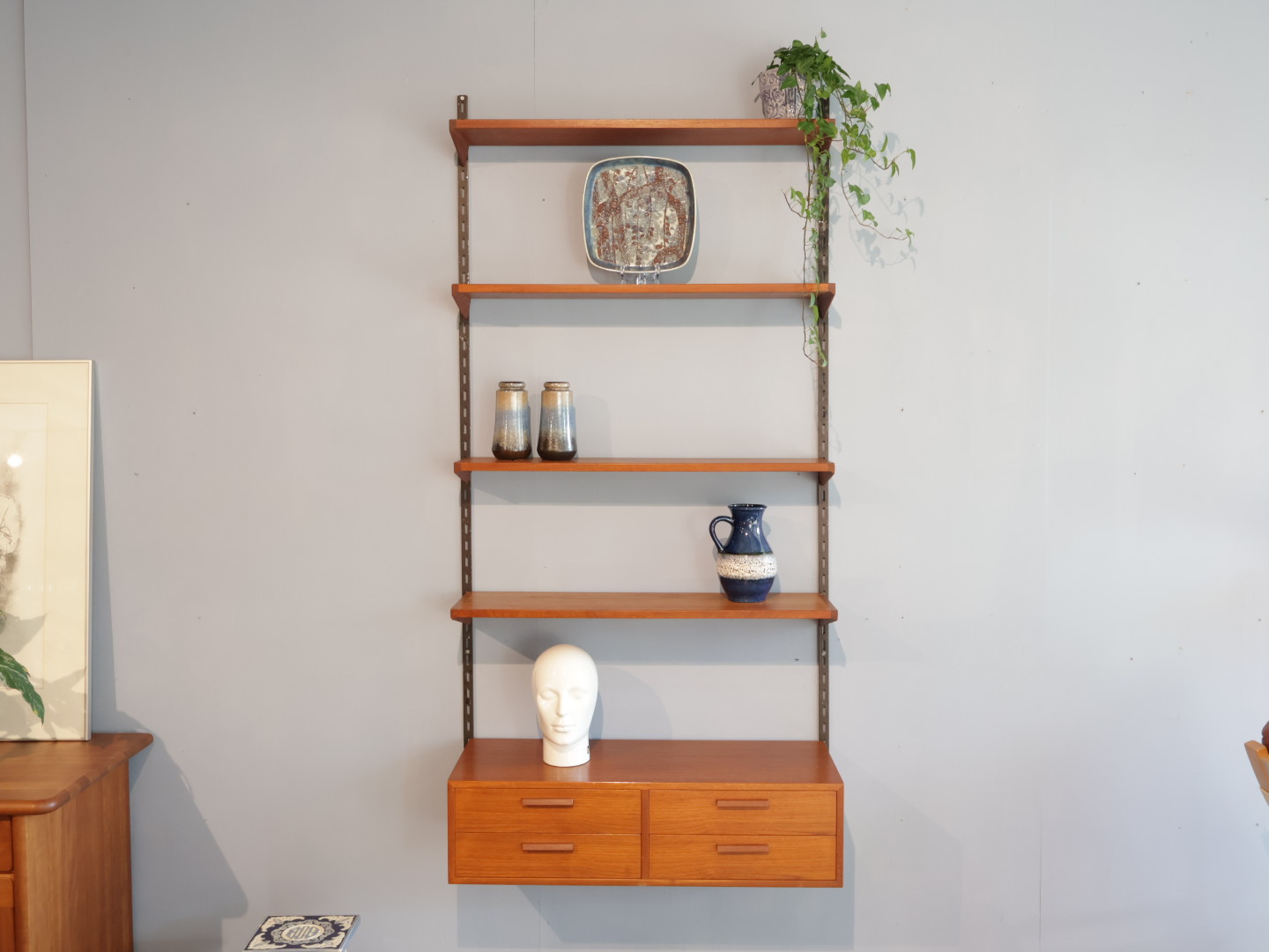 Vintage wandsysteem / planken ladekast / teak / Kai Kristiansen