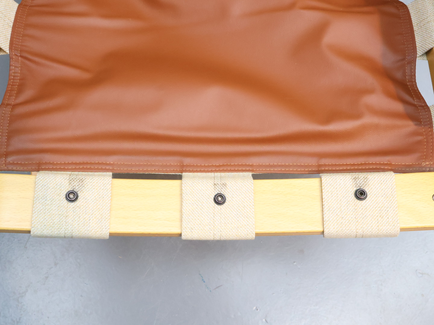 Vintage Kengu fauteuil / cognac bruin / skai hout / Erda & Nordahl Solheim