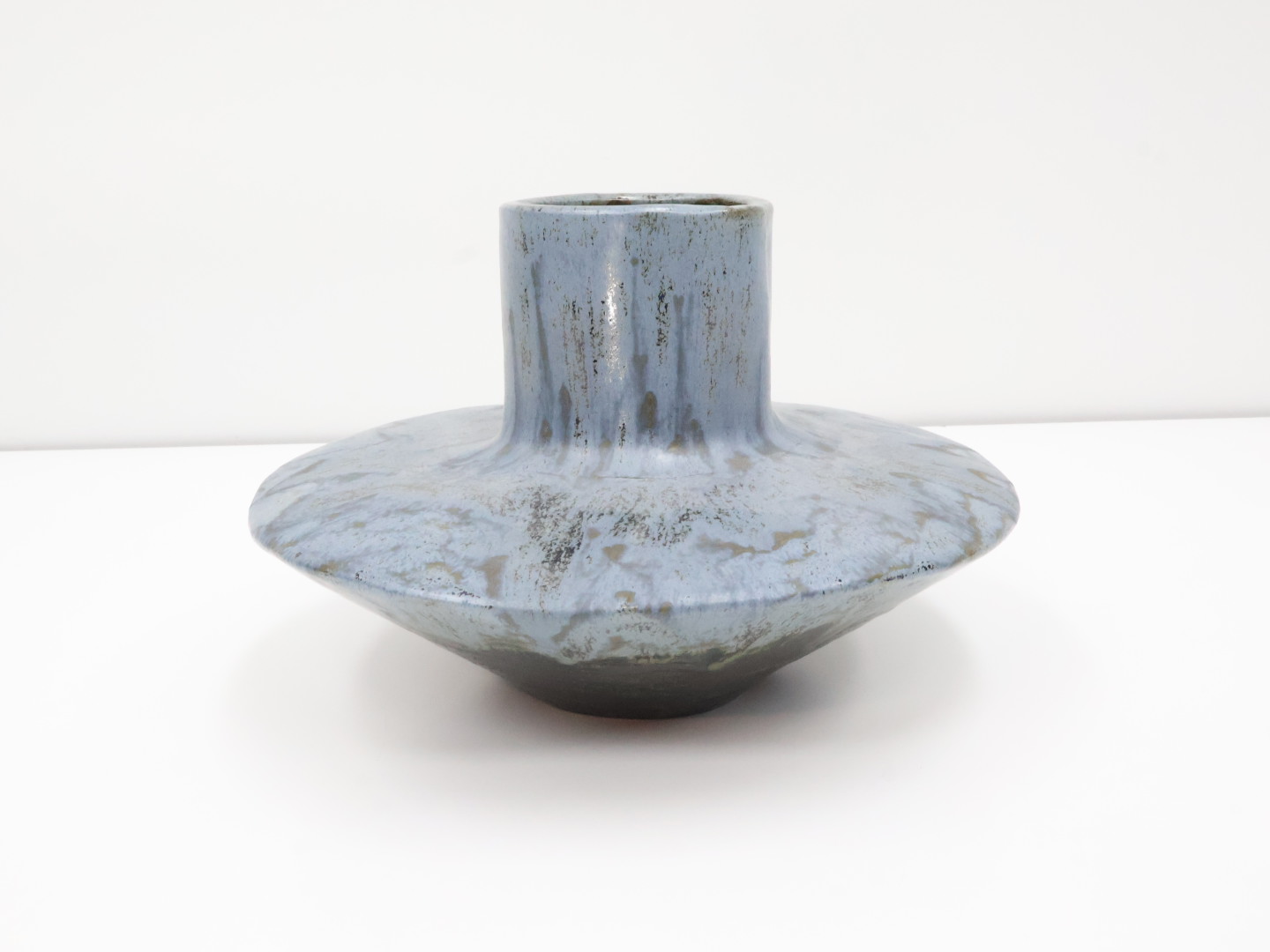 Vintage vaas / keramiek / blauw ufo / handgemaakt