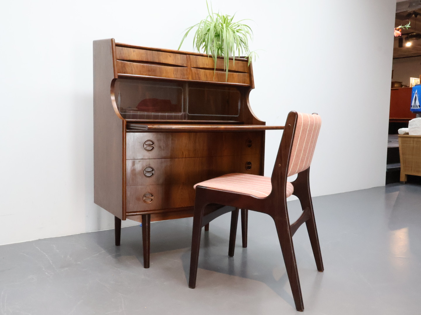 Vintage secretaire / pallisander / lades glasdeur / Gunnar Falsig Holstebro