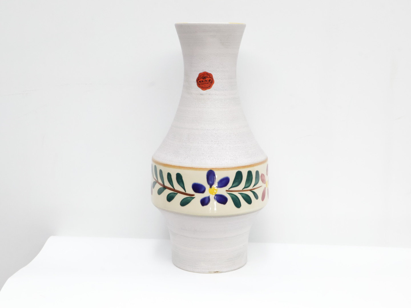 Vintage vaas / keramiek / wit groen rood / Bay Keramiek 531-40
