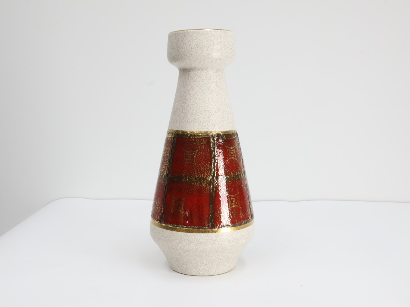 Vintage vaas / keramiek / zand rood bruin