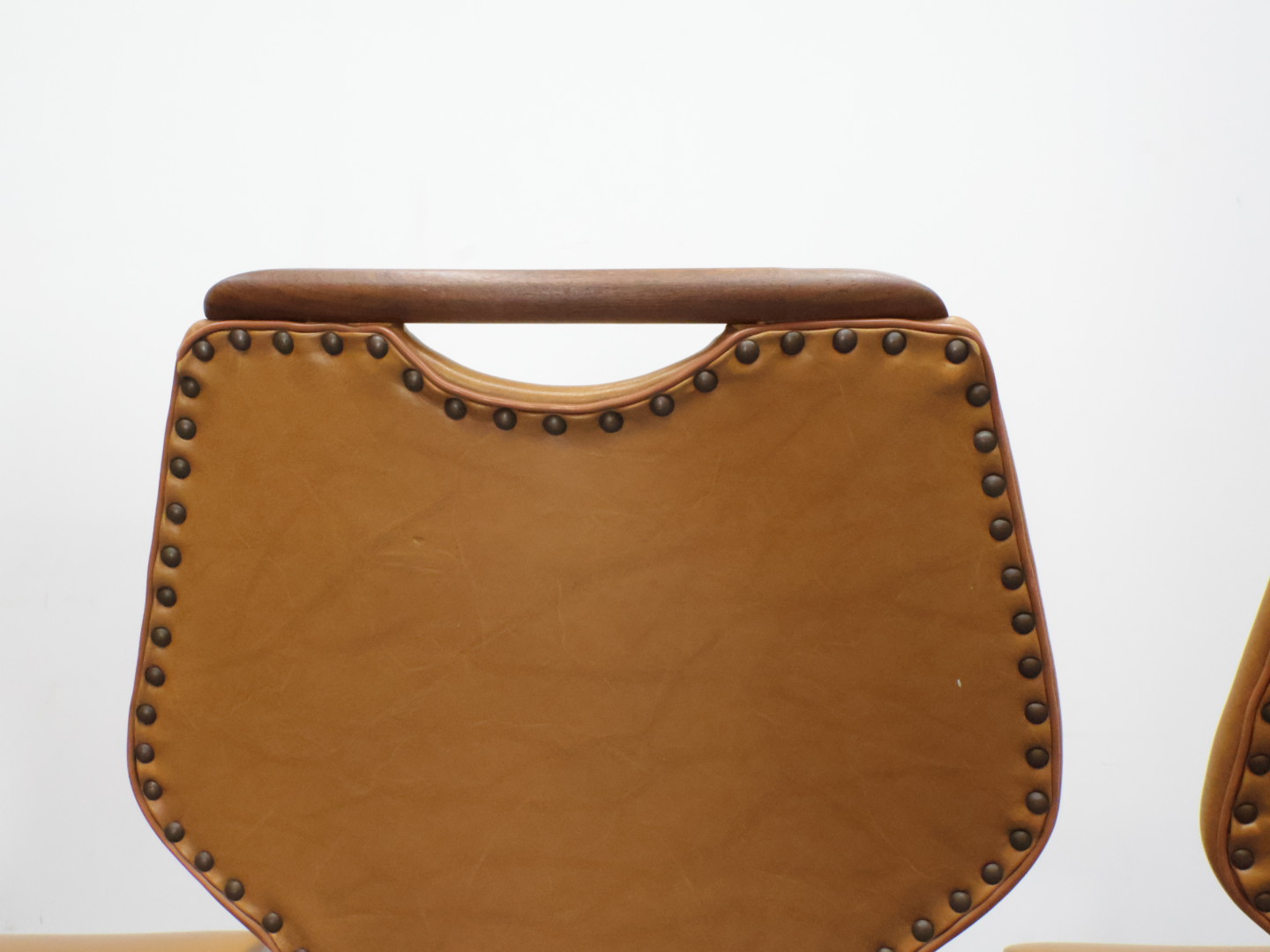 Vintage eetkamerstoelen / teak skai / bruin caramel / set van 4