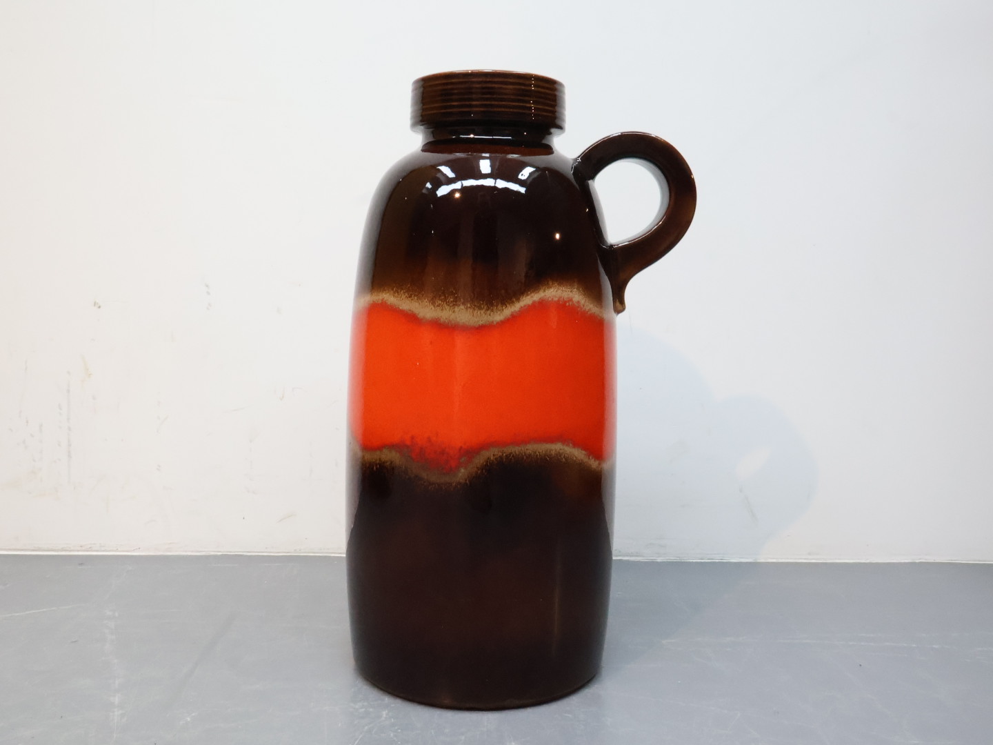 Vintage vaas / keramiek / bruin oranje / West Germany Pottery, model Scheurich 420-54