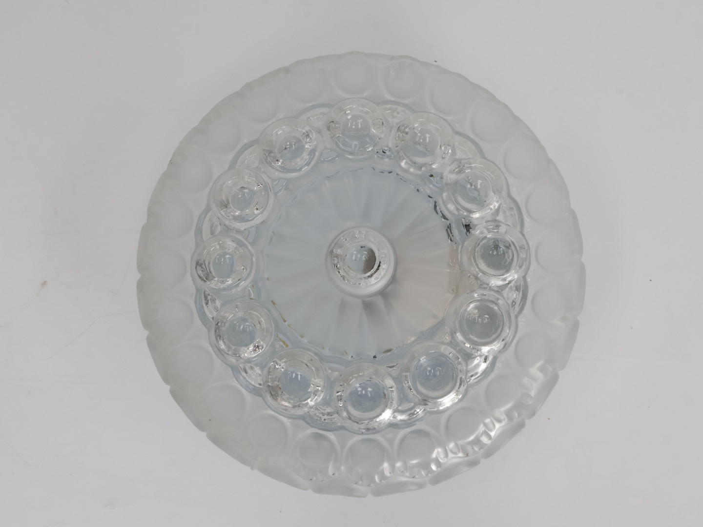 Vintage plafondlamp / glas metaal / rond / wolkglas